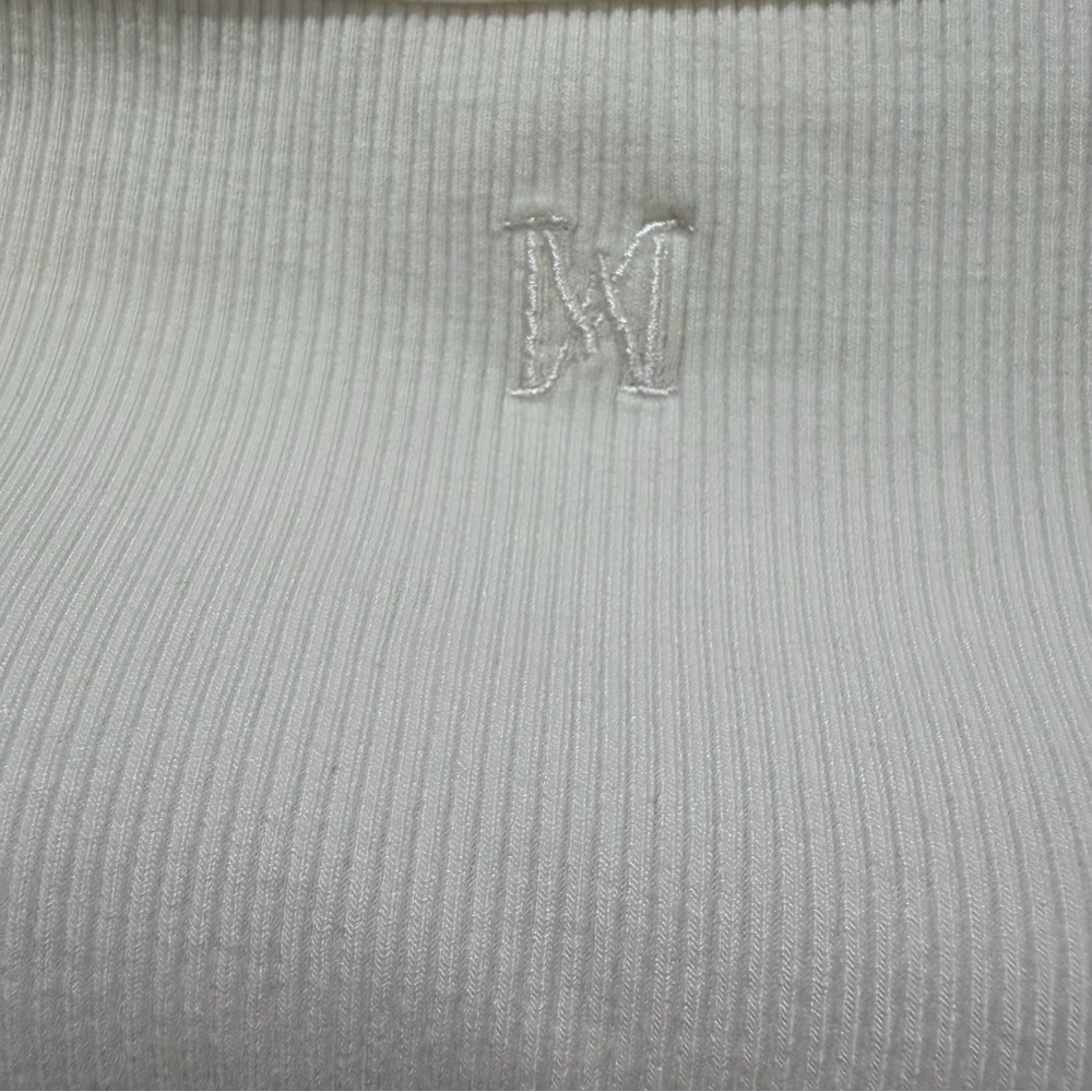 MESHKI Short Sleeve Rib Cropped Top White Size Large - Picture 8 of 9